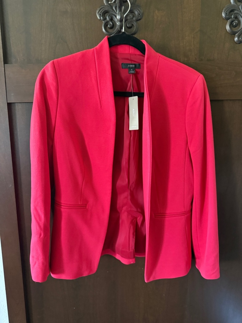 J. Crew Women's Red Open-Front Blazer